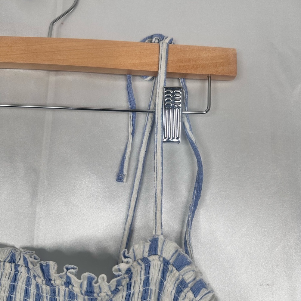 Divided Tie Strap smocked Blue and White Textured Dress size‎ XXL - Picture 5 of 9
